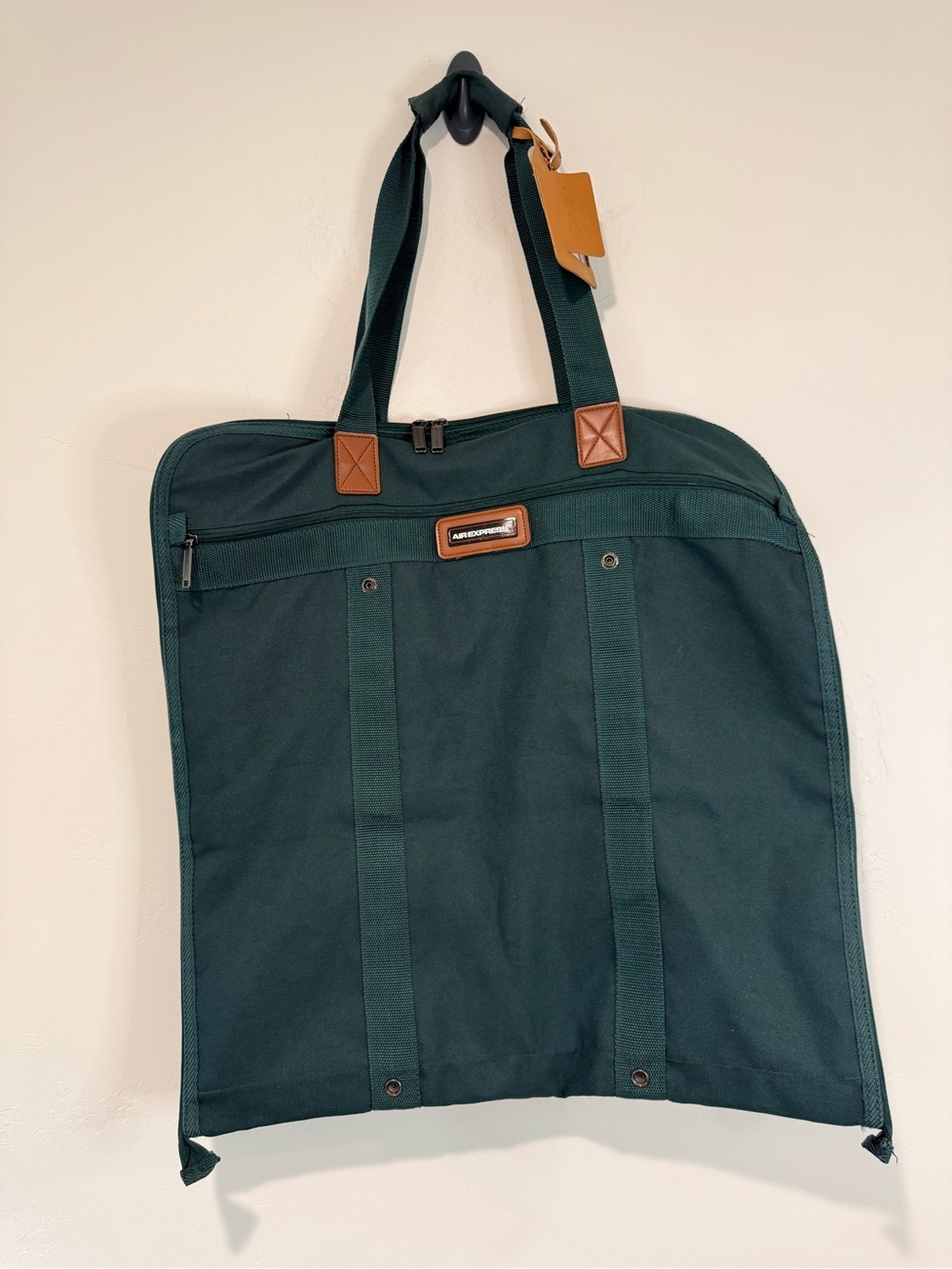 Vintage Air Express Garment Bag Green Travel Suit Carrier Hanging Luggage - Picture 2 of 8